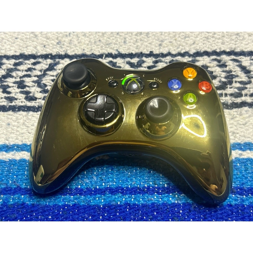 Xbox 360 Gold Chrome Wireless Controller Special Edition OEM Tested And Working